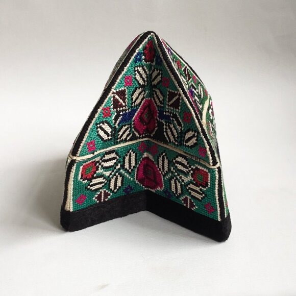 Vintage Embroidered Cross Stitch Uzbek Tubeteika Skull Cap Ethnic Hat Doppa - Picture 4 of 7